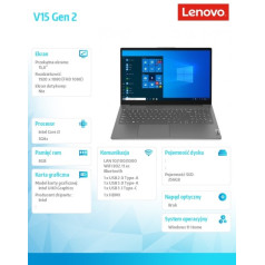 Lenovo Laptop V15 G2 82KB016MPB W11Home i3-1115G4/8GB/256 3 lata on-siteGB/INT/15.6 FHD/Black